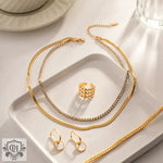 Exquisite 18K Gold Double Layer Diamond Snake Chain Necklace -  QH Clothing