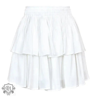 Summer Double Layer Rayon Tiered Skirt Solid Color Ruffles Elastic Skirt Women Clothing - Quality Home Clothing| Beauty