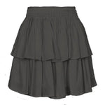 Summer Double Layer Rayon Tiered Skirt Solid Color Ruffles Elastic Skirt Women Clothing - Quality Home Clothing| Beauty