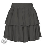 Summer Double Layer Rayon Tiered Skirt Solid Color Ruffles Elastic Skirt Women Clothing - Quality Home Clothing| Beauty