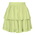 Summer Double Layer Rayon Tiered Skirt Solid Color Ruffles Elastic Skirt Women Clothing - Quality Home Clothing| Beauty