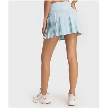 Water Cooling Elastic Waist Tight Pleated Skirt Double Layer Anti Exposure Three Points Exercise Skort - Quality Home Clothing| Beauty