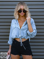 Denim Shirt Women Autumn Winter Casual Double Pocket Loose Shirt - Quality Home Clothing| Beauty