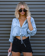 Denim Shirt Women Autumn Winter Casual Double Pocket Loose Shirt - Quality Home Clothing| Beauty