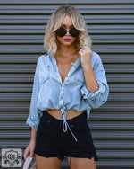 Denim Shirt Women Autumn Winter Casual Double Pocket Loose Shirt - Quality Home Clothing| Beauty