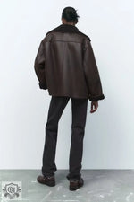 Retro Double Sided Faux Shearling Jacket - QH Clothing