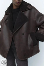 Retro Double Sided Faux Shearling Jacket - QH Clothing