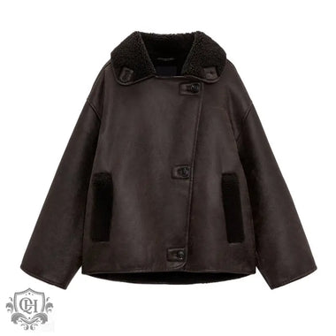 Retro Double Sided Faux Shearling Jacket - QH Clothing