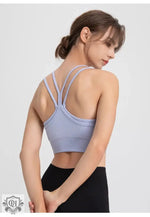 Spaghetti Strap Beauty Back Faux Two Piece Sports Underwear Women Shockproof Running Yoga Workout Clothes Bra Vest - Quality Home Clothing| Beauty