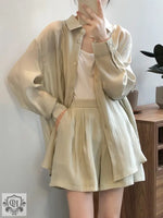 Draping Buttoned Shirt & Pocket Shorts - Clothing