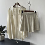 Draping Buttoned Shirt & Pocket Shorts - Clothing