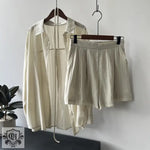 Draping Buttoned Shirt & Pocket Shorts - Clothing