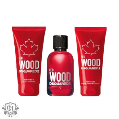 DSquared² Red Wood Gift Set 50ml EDT + 50ml Body Lotion + 50ml Shower Gel - Fragrance