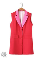 Dual Colour Sleeveless Vest with Pockets - Clothing