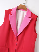 Dual Colour Sleeveless Vest with Pockets - Clothing