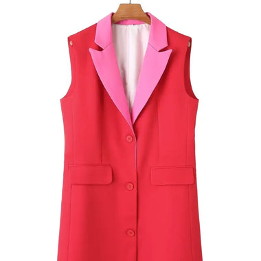 Dual Colour Sleeveless Vest with Pockets - Clothing