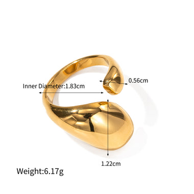 18K gold fashionable and simple drop-shaped design ring - QH Clothing