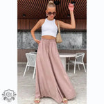 Summer Elastic Waist Casual Wide Leg Pants for Women - Quality Home Clothing| Beauty