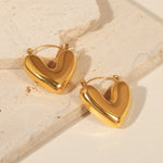 18k gold noble heart design necklace and earrings set - QH Clothing