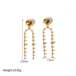 18k gold simple and elegant hemisphere with ball pendant design earrings - QH Clothing