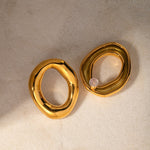 18k gold simple and elegant oval hollow design versatile earrings - QH Clothing