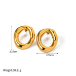 18k gold simple and elegant oval hollow design versatile earrings - QH Clothing