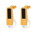 18K Gold Fashion Light Luxury Long Strip with Pearl Design Versatile Earrings - QH Clothing