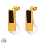 18K Gold Fashion Light Luxury Long Strip with Pearl Design Versatile Earrings - QH Clothing