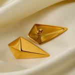 18k gold classic simple rhombus design earrings - QH Clothing