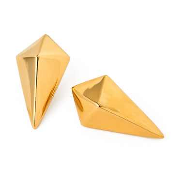 18k gold classic simple rhombus design earrings - QH Clothing