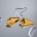 18k gold classic simple rhombus design earrings - QH Clothing