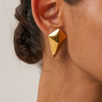 18k gold classic simple rhombus design earrings - QH Clothing