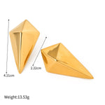 18k gold classic simple rhombus design earrings - QH Clothing