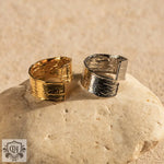 18K gold simple and elegant wrinkle design versatile ring - QH Clothing