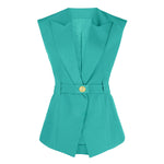 Elegant Belted Sleeveless Vest - Clothing