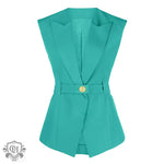 Elegant Belted Sleeveless Vest - Clothing