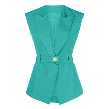 Elegant Belted Sleeveless Vest - Clothing