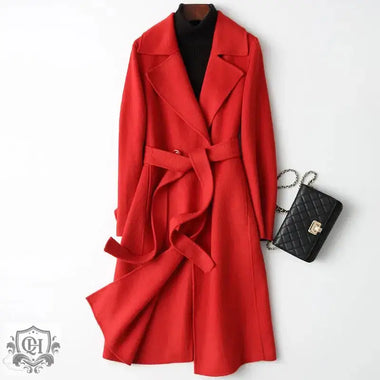 Double-Faced Woolen Goods Cashmere Coat Mid-Length Slim Fit Slimming Hepburn Woolen Coat - Quality Home Clothing| Beauty