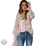 Chiffon Shirt Cardigan Spring Summer Loose Floral Pattern Lantern Sleeve Top for Women - Quality Home Clothing| Beauty