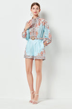 Elegant Floral Shirt & Pocketed Shorts Set - Clothing