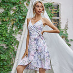 Summer Lavender Ruffle Wrap Dress - QH Clothing