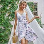 Summer Lavender Ruffle Wrap Dress - QH Clothing