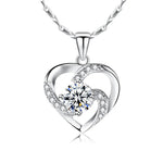 Elegant Heart Diamond Pendant Necklace -  QH Clothing