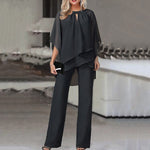 Elegant Irregular Top & Trousers Set - Clothing