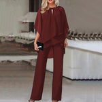 Elegant Irregular Top & Trousers Set - Clothing