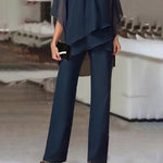 Elegant Irregular Top & Trousers Set - Clothing