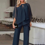 Elegant Irregular Top & Trousers Set - Clothing