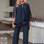 Elegant Irregular Top & Trousers Set - Clothing