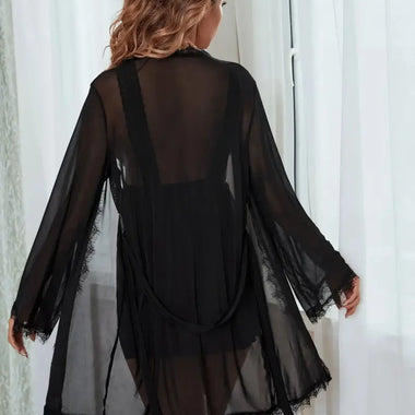 Spring Summer Plus Size Outerwear Gown Sexy Home Lace Stitching Nightgown - Quality Home Clothing| Beauty