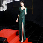 Banquet Elegant Long Long Sleeve Sequ Annual Meeting Aura Queen Fishtail Gown Formal Gown - Quality Home Clothing| Beauty